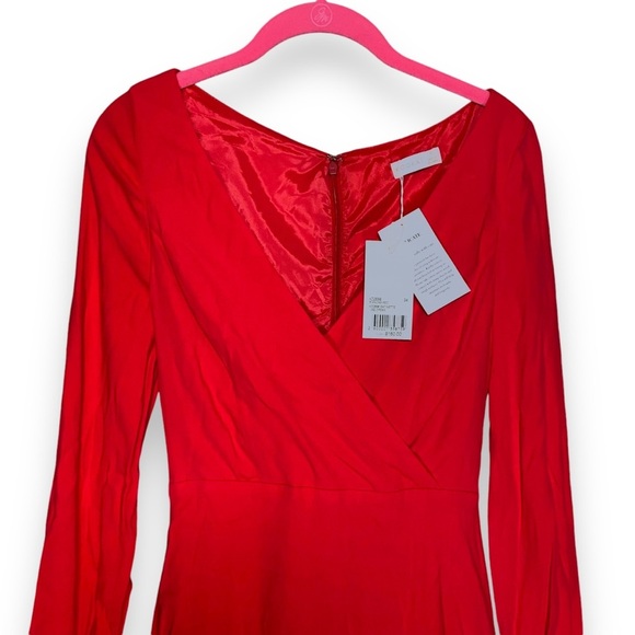 NWT Kookai Biancas Satinette Vee Mini Dress Long Sleeve‎ V Neck Ruffle Small - Picture 5 of 5